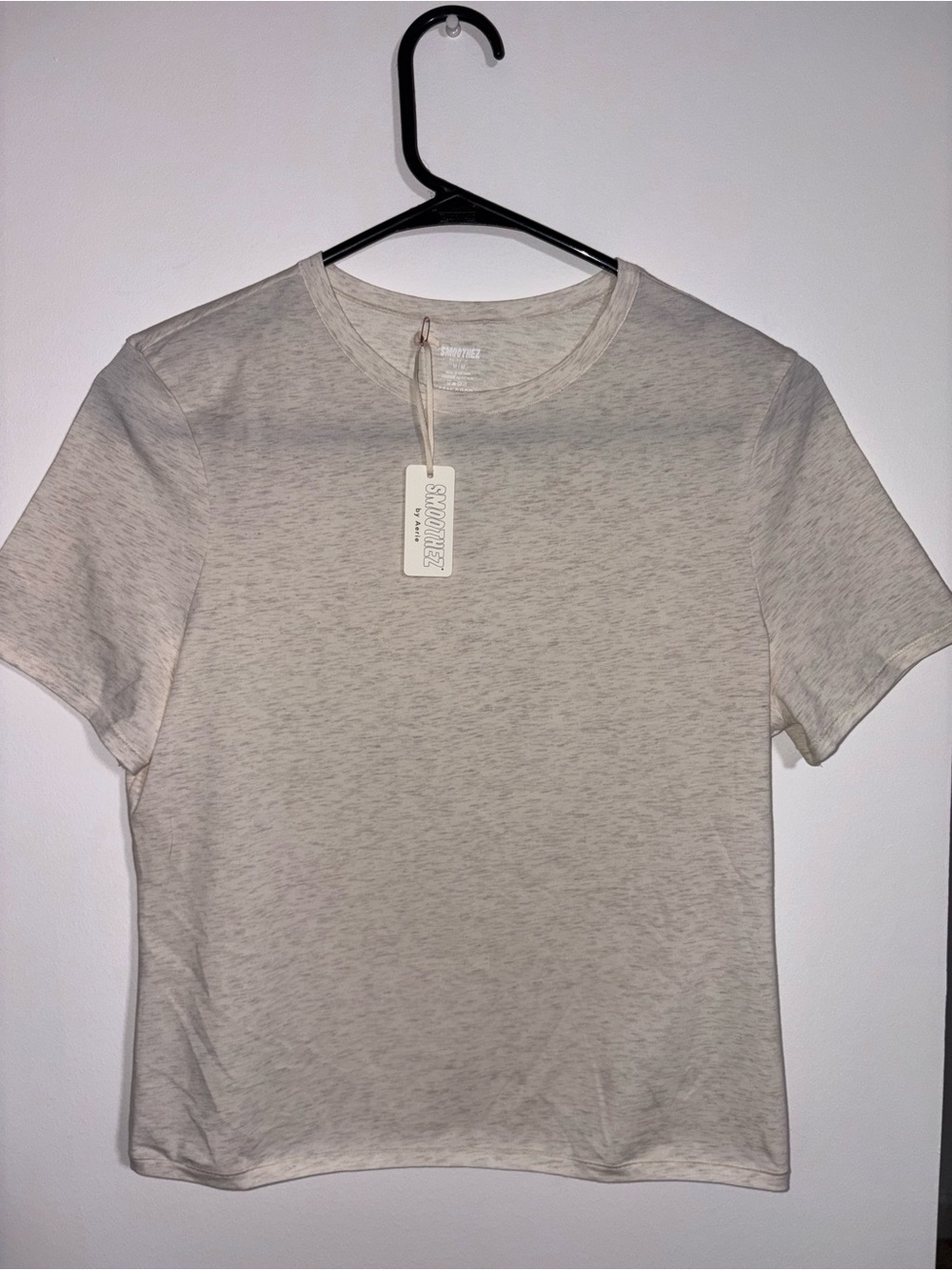aerie Short Sleeve Crew Tee - Heathered Cream